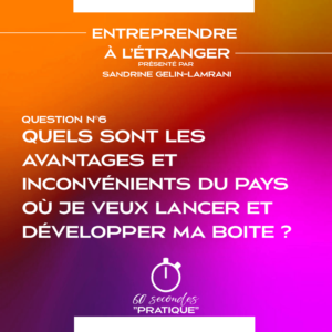 Q6 - Quels sont les avantages et inconvénients du pays où je veux lancer et développer mon entreprise ?