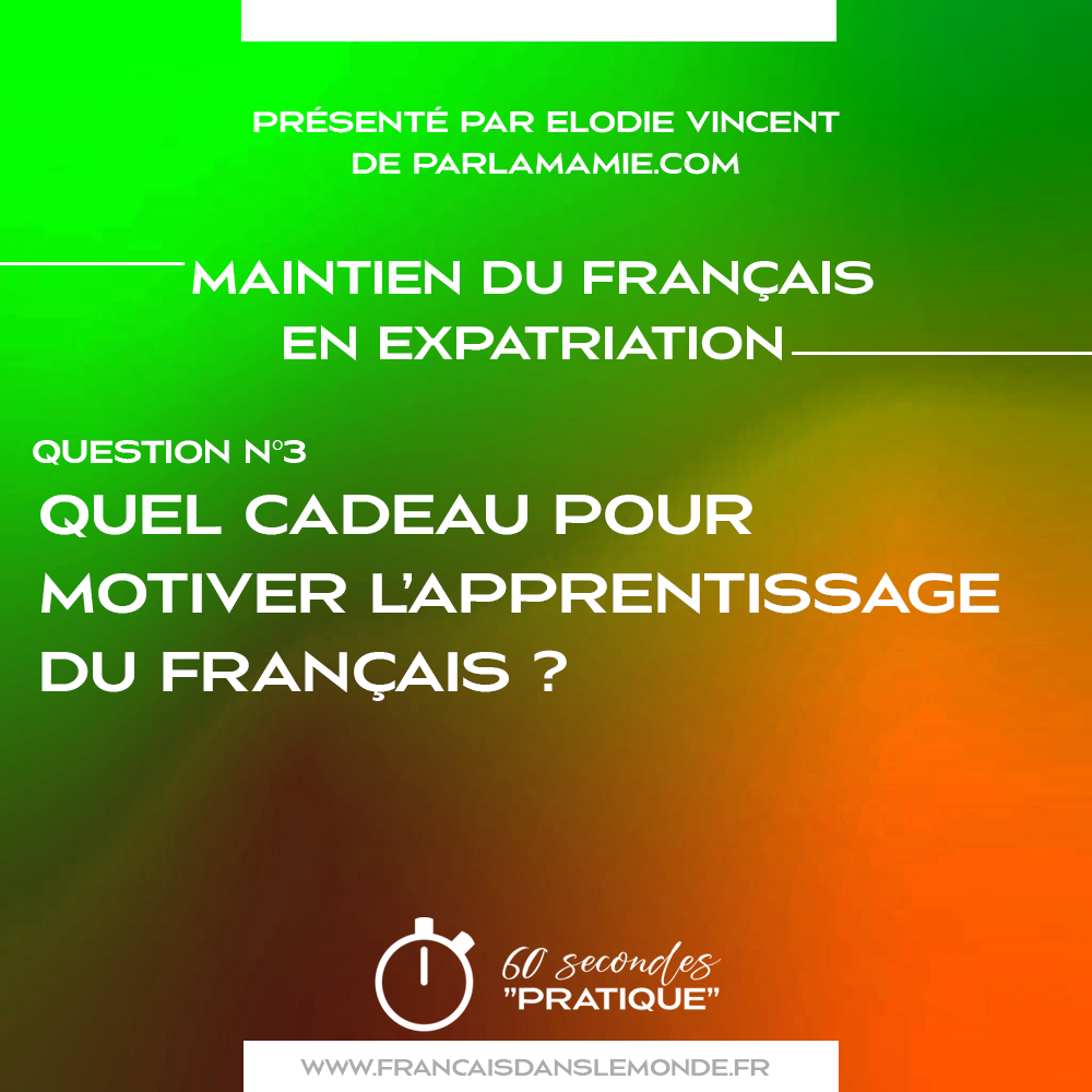 Voici votre chronique 60 secondes PRATIQUE - Maintien du Français en expatriation animée par Elodie Vincent. Question #3 Halima à Hong Kong : Quel cadeau pour motiver l'apprentissage du Francais ? Profitez d'un événement spécial pour offrir un cadeau qui favorise l'apprentissage du français, c'est une bonne idée ! Si comme moi vous ne savez plus quoi offrir à vos enfants, alors lancez-vous dans le matériel à double intérêt pédagogique : les jeux éducatifs en français. Tout d'abord, il est mieux de savoir quels sont les intérêts de votre enfant et ensuite d'orienter votre recherche ou vos achats le cas échéant. Ensuite, rendez-vous sur n'importe quel site web de magasin culturel français types Fnac ou Cultura pour trouver ce que propose le marché du jeu éducatif français actuel. J’ai remarqué comme professeure et comme maman que pour les plus petits, le bingo ou le Memory marchent bien. Pensez que vous pourrez vous-même customiser en remplaçant une partie des images par le texte correspondant. Il existe aussi des collections spéciales Montessori qui favorisent l'apprentissage du vocabulaire avec différents jeux et activités ludiques. Pour les plus grands, ce que j’ai pu apprécier et ce qui a marché sont des abonnements à un magazine ou à une activité manuelle, comme par exemple Pandacraft. Et pourquoi pas tenter l'aventure avec ces mini ordinateurs pour enfants qui proposent des activités variées d'apprentissage ? N'oubliez pas aussi certains éléments comme les globes terrestres digitaux ou encore les puzzles éducatifs qui allient jeux et apprentissage. Je vous propose dans cet article une liste non-exhaustive de ce qui pourrait plaire à votre bambin. Pour en savoir plus, contactez Elodie Vincent par email. et visitez son site : https://www.parlamamie.com